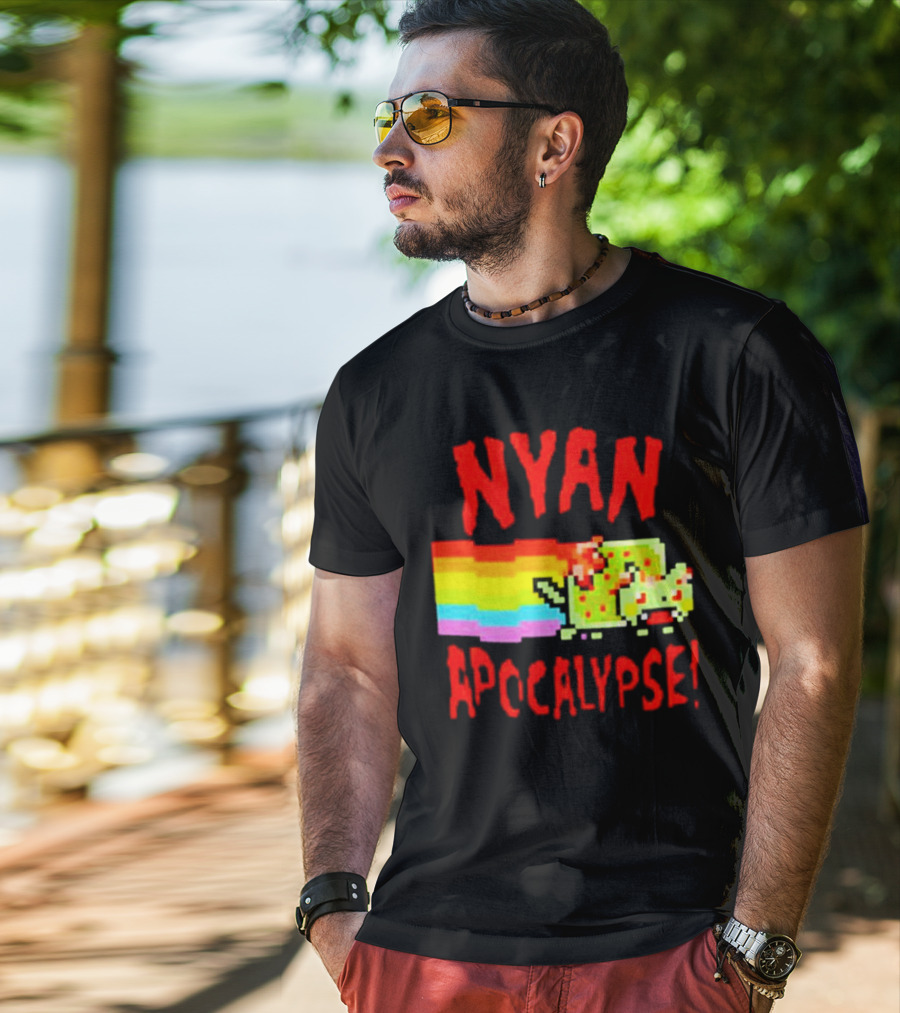 Nyan Cat Apocalypse Rainbow Explosion Iconic Meme T-Shirt