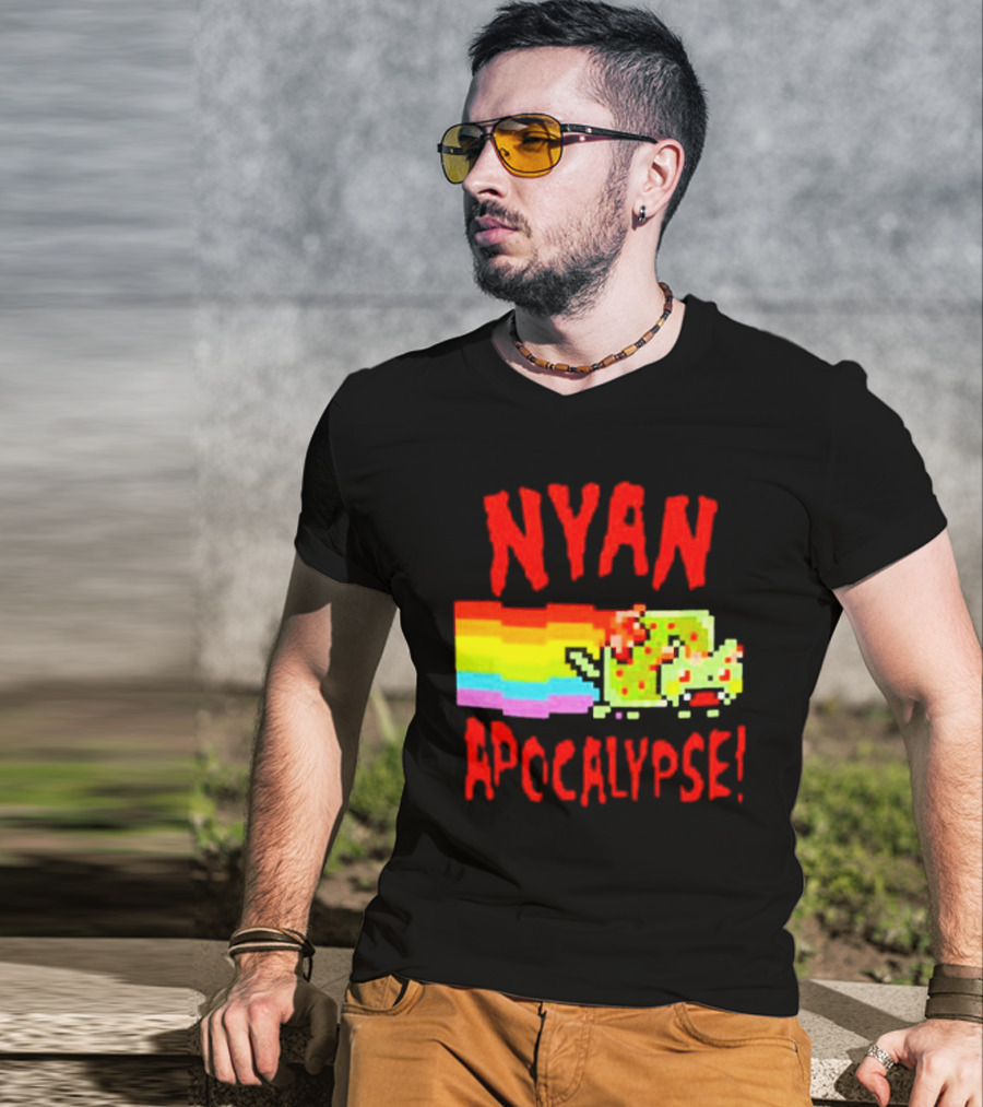 Nyan Cat Apocalypse Rainbow Explosion Iconic Meme T-Shirt