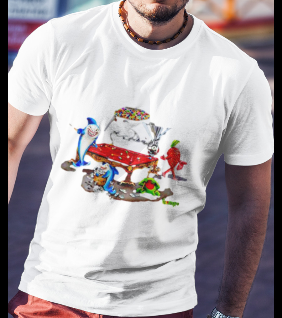 Pool Shark Michael Godard Poker Sharks And Fruit Characters Playing Billiards T-Shirt