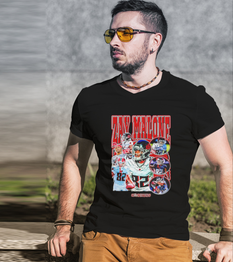 Zay Malone 82 Atlanta Falcons NSNThreads Vintage T-Shirt