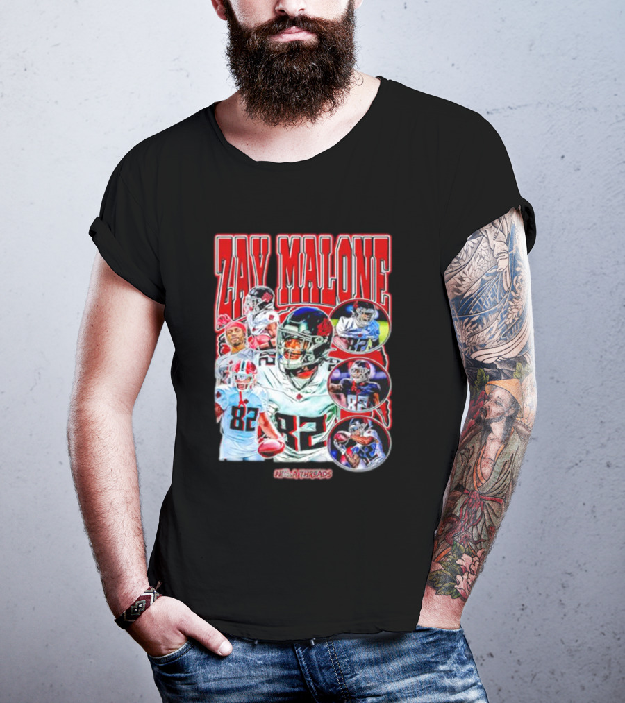 Zay Malone 82 Atlanta Falcons NSNThreads Vintage T-Shirt