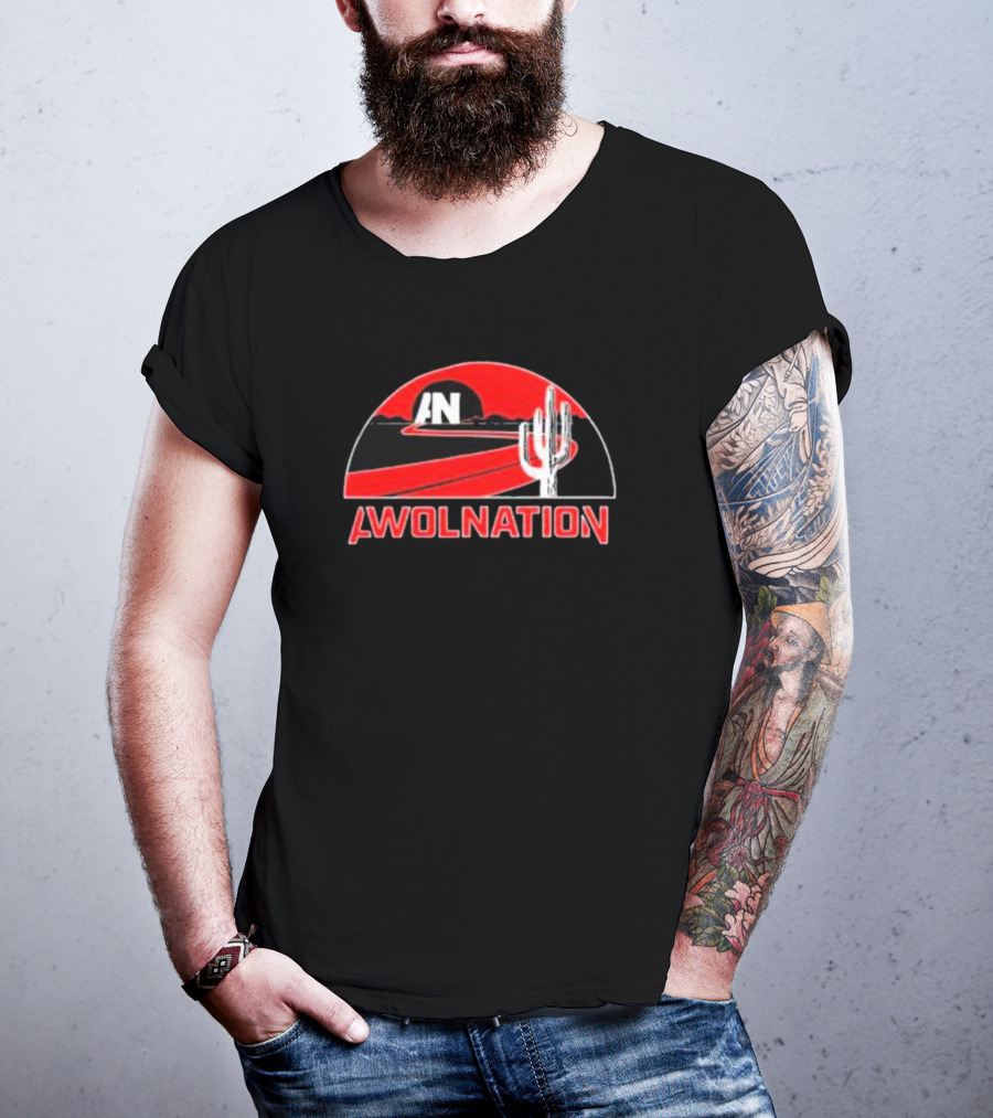 AWOLNATION Cactus Road Desert Scene With Red Sky And Roadway T-Shirt