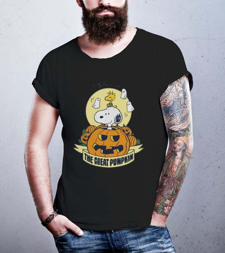Snoopy And Woodstock I Believe In The Great Pumpkin Halloween Peanuts T-Shirt
