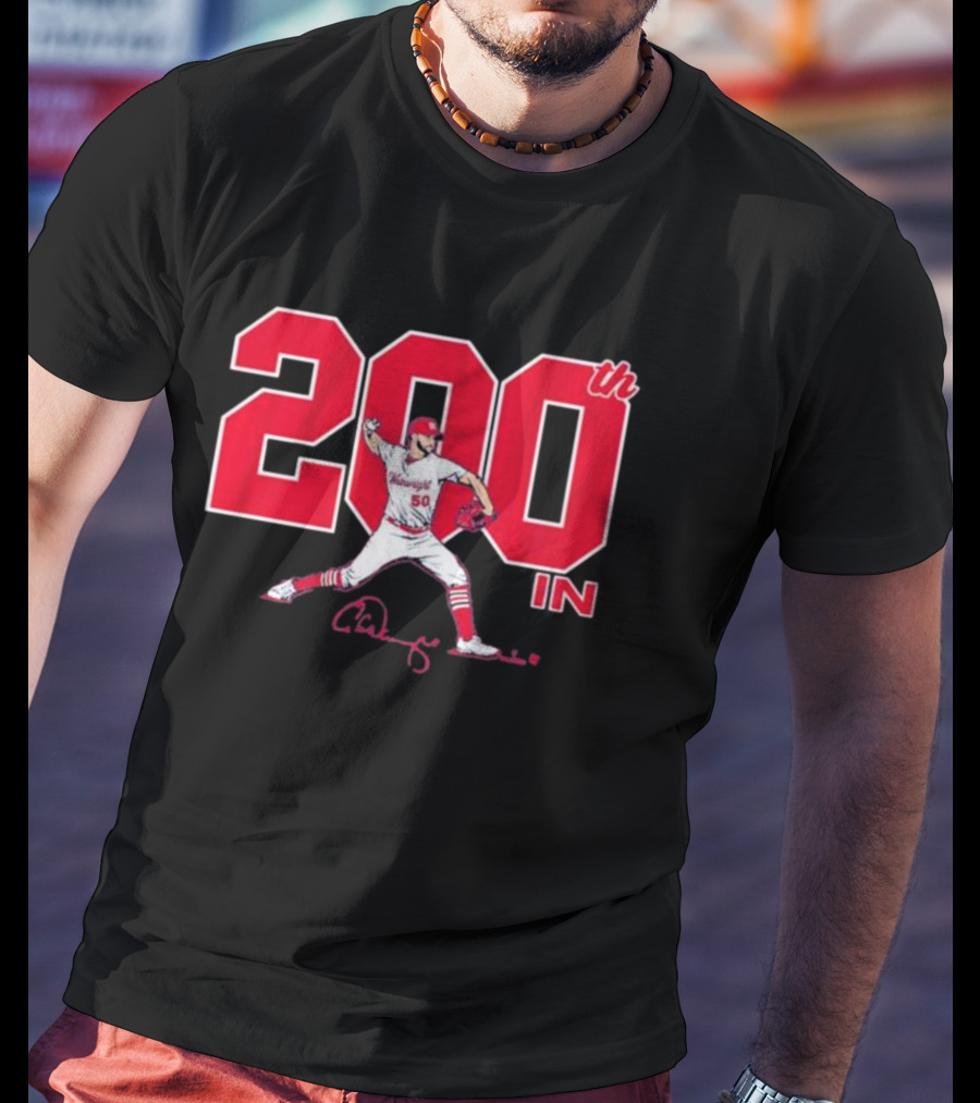 St. Louis Cardinals Adam Wainwright 200th Win Signature T-Shirt