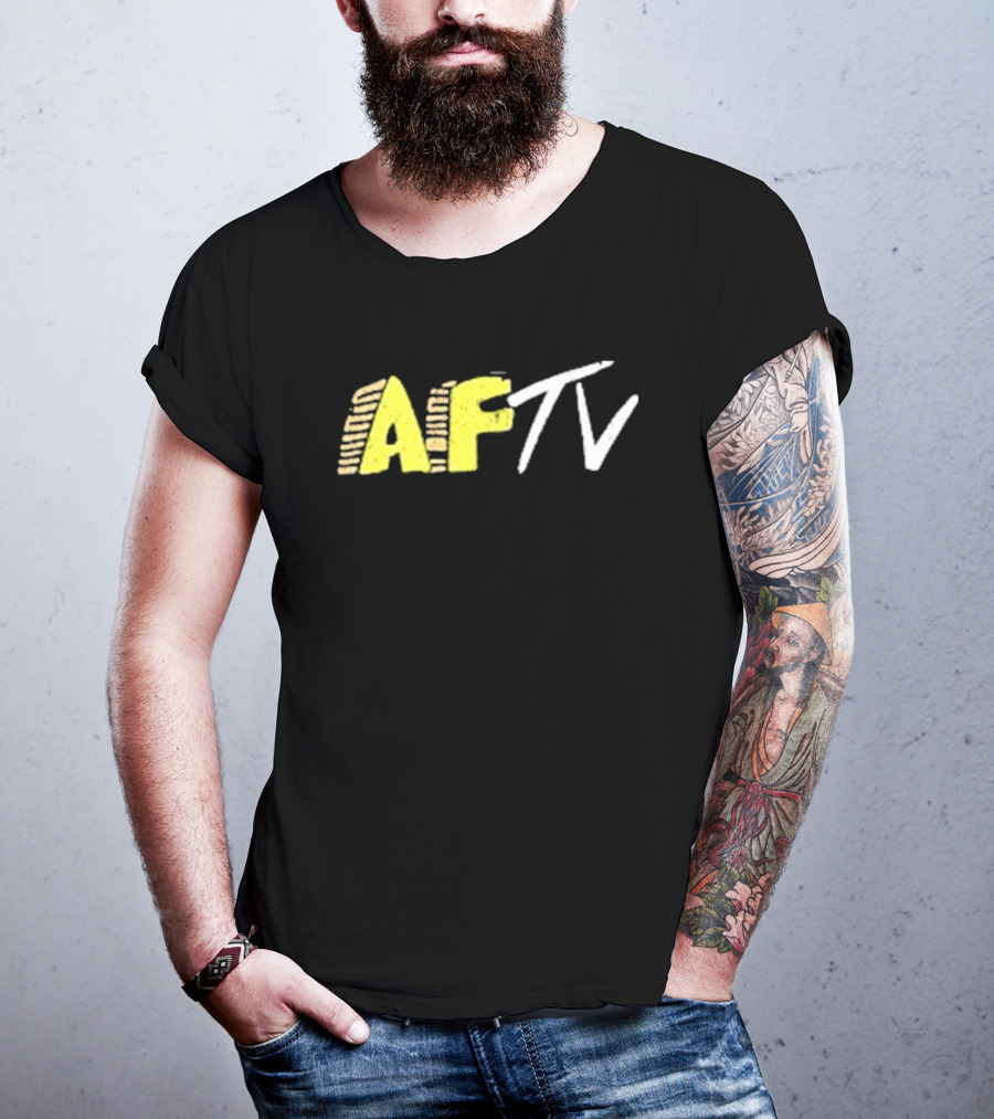 AFTV Invasion Soccer Fan Channel Bold Yellow Text And White Strokes T-Shirt