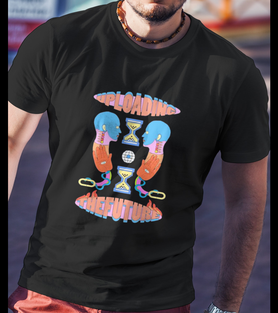 Uploading The Future Hourglass Cybernetic Heads And Hands T-Shirt