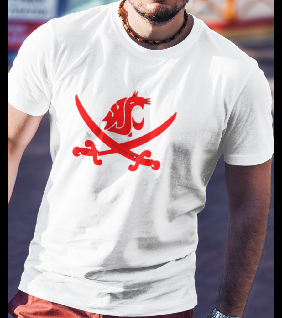 WSU Pirate Swing Your Sword Cougar Logo Crossed Sabers T-Shirt