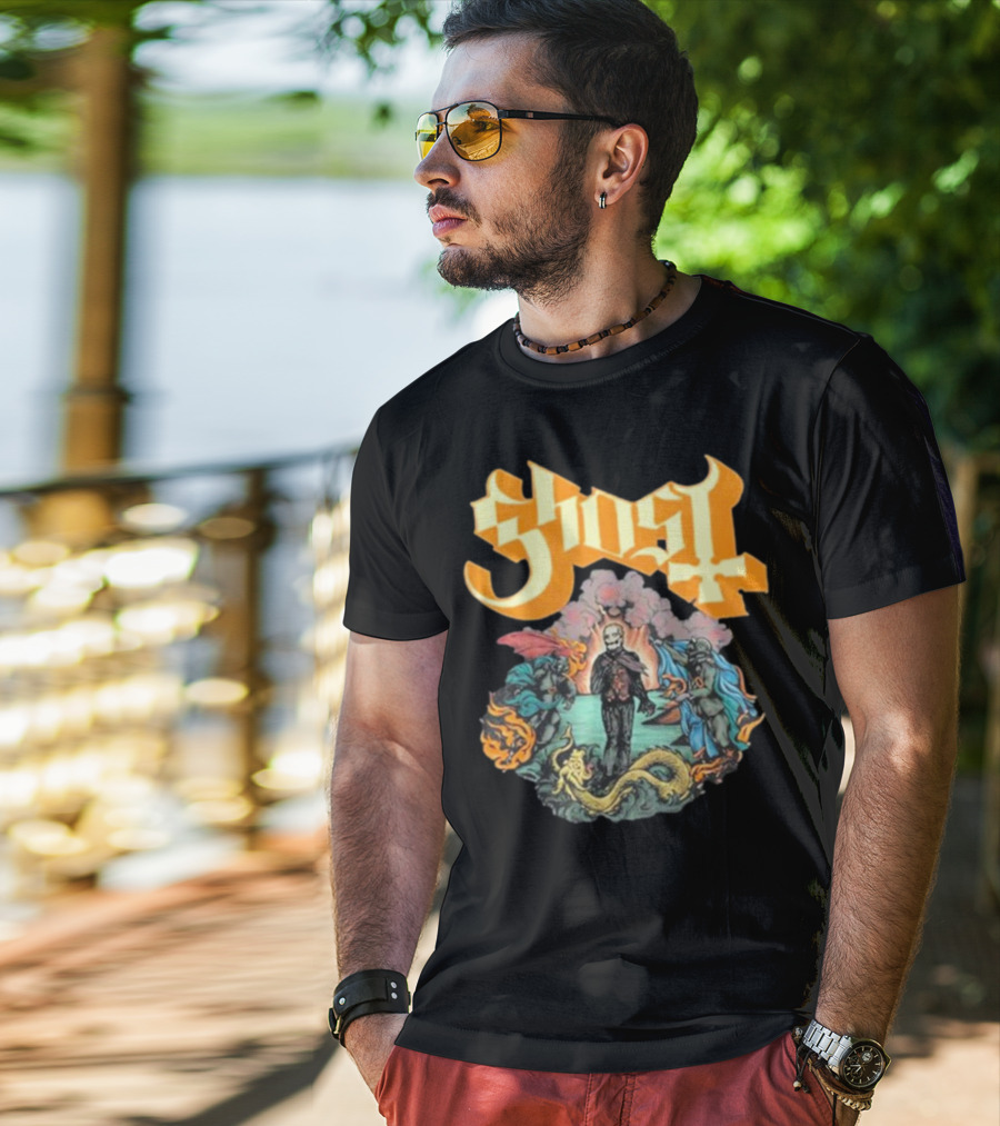 Ghost Boticelli Inspired Papal Figure With Mythical Creatures T-Shirt