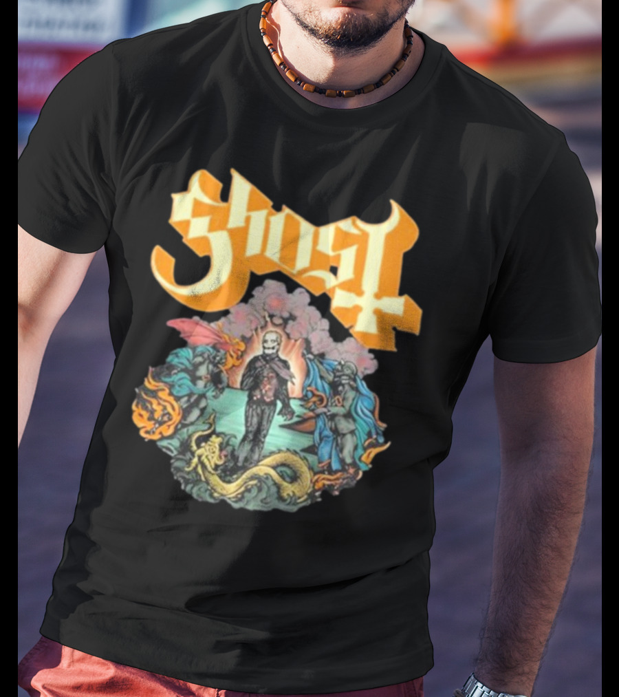 Ghost Boticelli Inspired Papal Figure With Mythical Creatures T-Shirt
