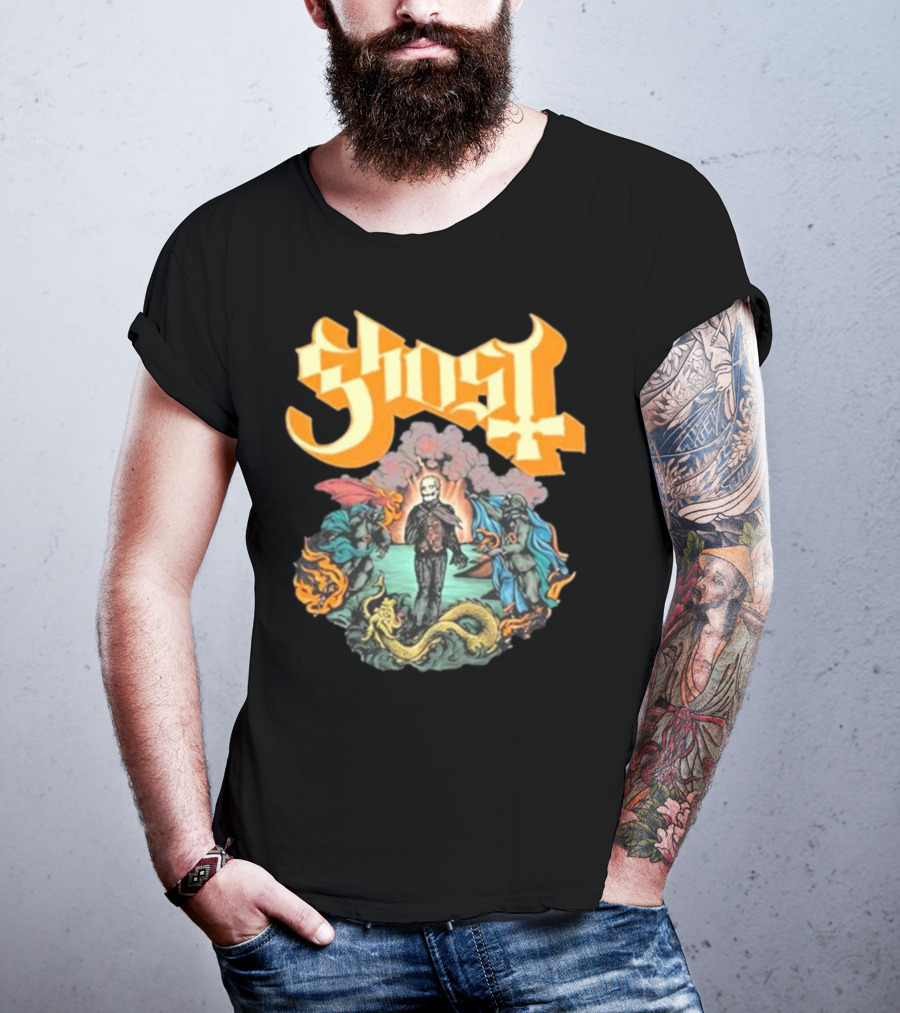 Ghost Boticelli Inspired Papal Figure With Mythical Creatures T-Shirt