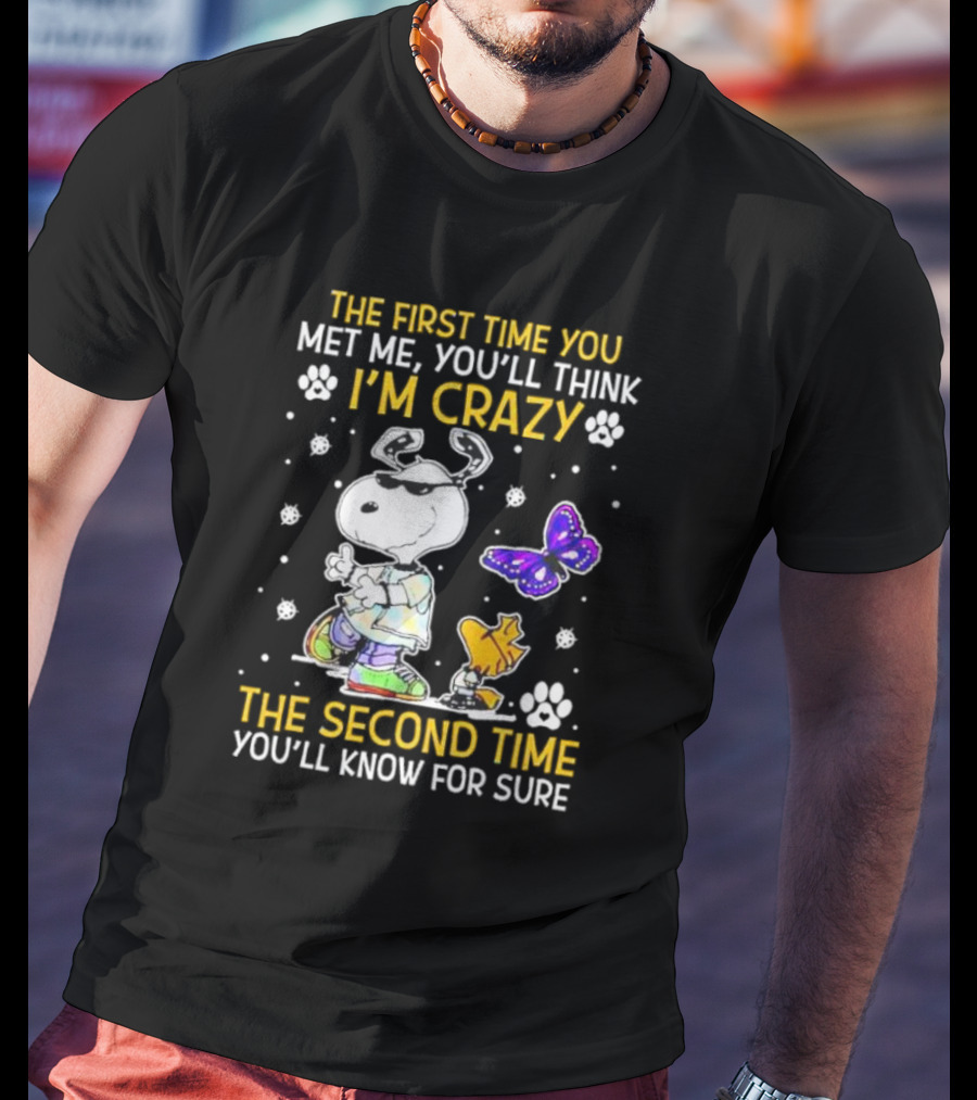 Snoopy And Woodstock The First Time You Met Me You'll Think I'm Crazy The Second Time You'll Know For Sure T-Shirt