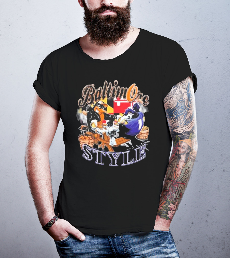 Baltimore Style Ravens Crab Feast Maryland Flag Ravens Football T-Shirt