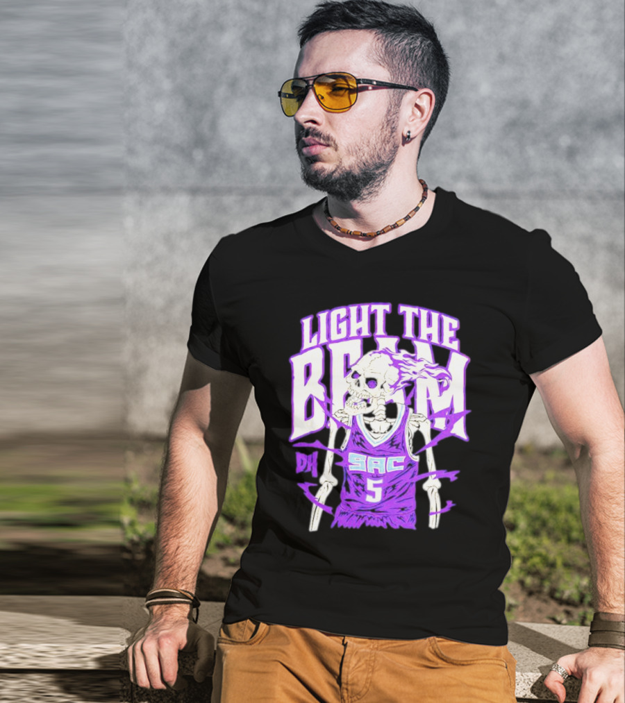 Light The Beam Skeleton SAC 5 Kings Drip Heads T-Shirt