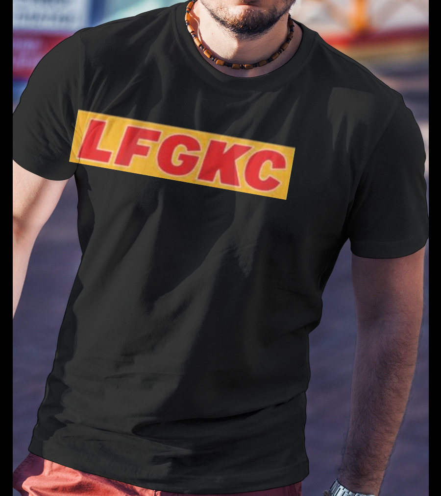 LFG KC Kansas City Football Red Gold Text T-Shirt