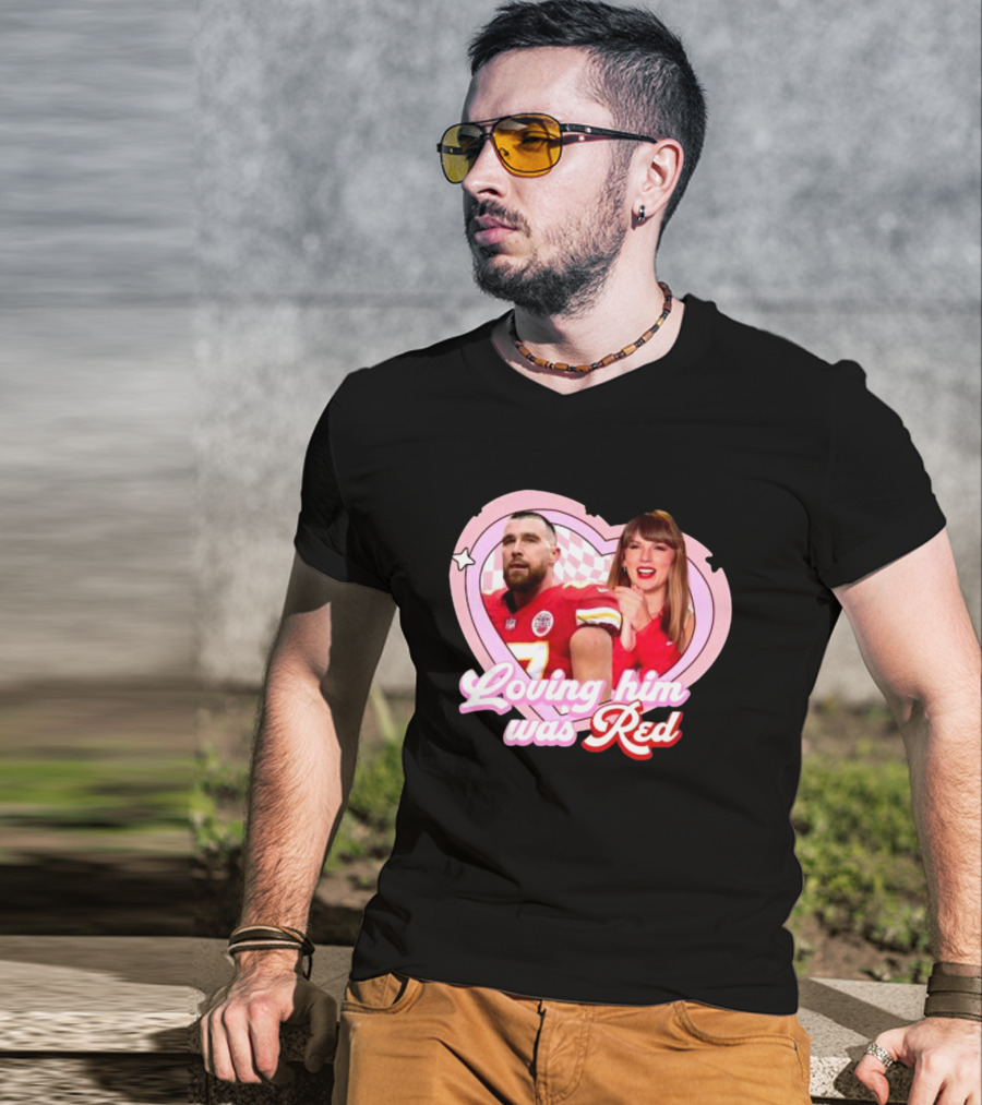 Loving Him Was Red Chiefs Football Heart Icons T-Shirt