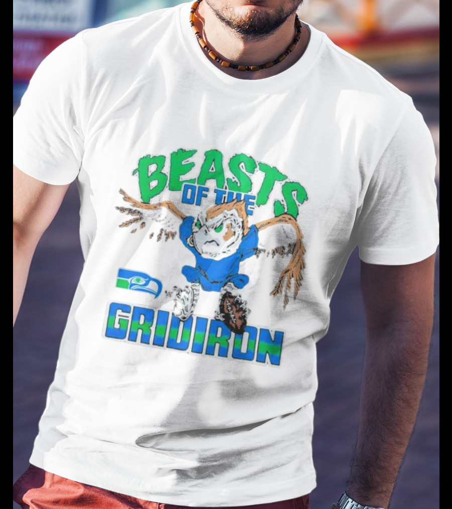 Beasts Of The Gridiron Seattle Seahawks Fierce Mascot Football T-Shirt