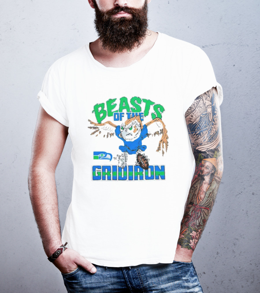 Beasts Of The Gridiron Seattle Seahawks Fierce Mascot Football T-Shirt