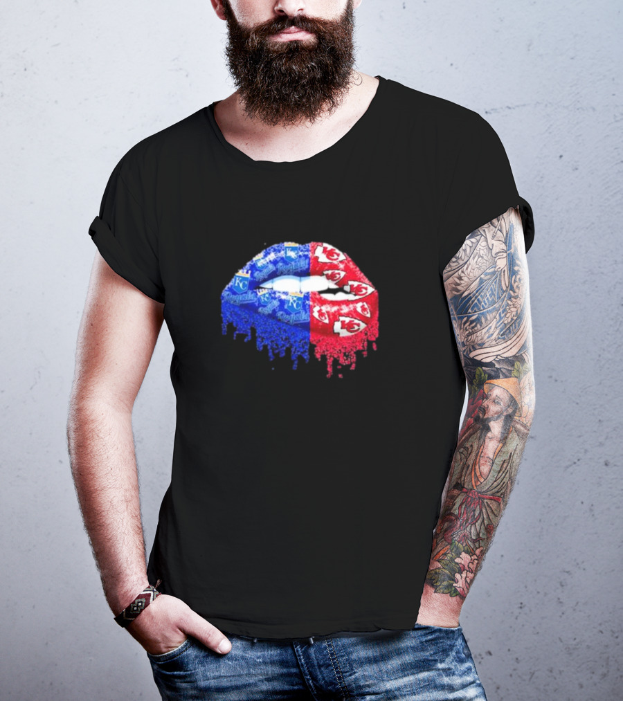 Lips Kansas City Royals KC And Kansas City Chiefs KC T-Shirt