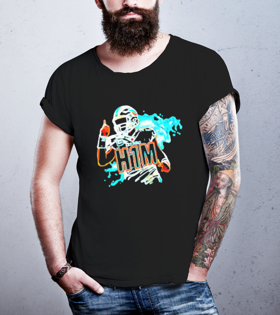 Miami Dolphins H1M Paint Football Player Splash T-Shirt