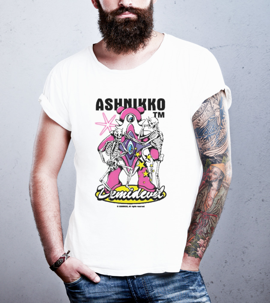 ASHNIKKO Demidevil Skeleton Star Pink T-Shirt