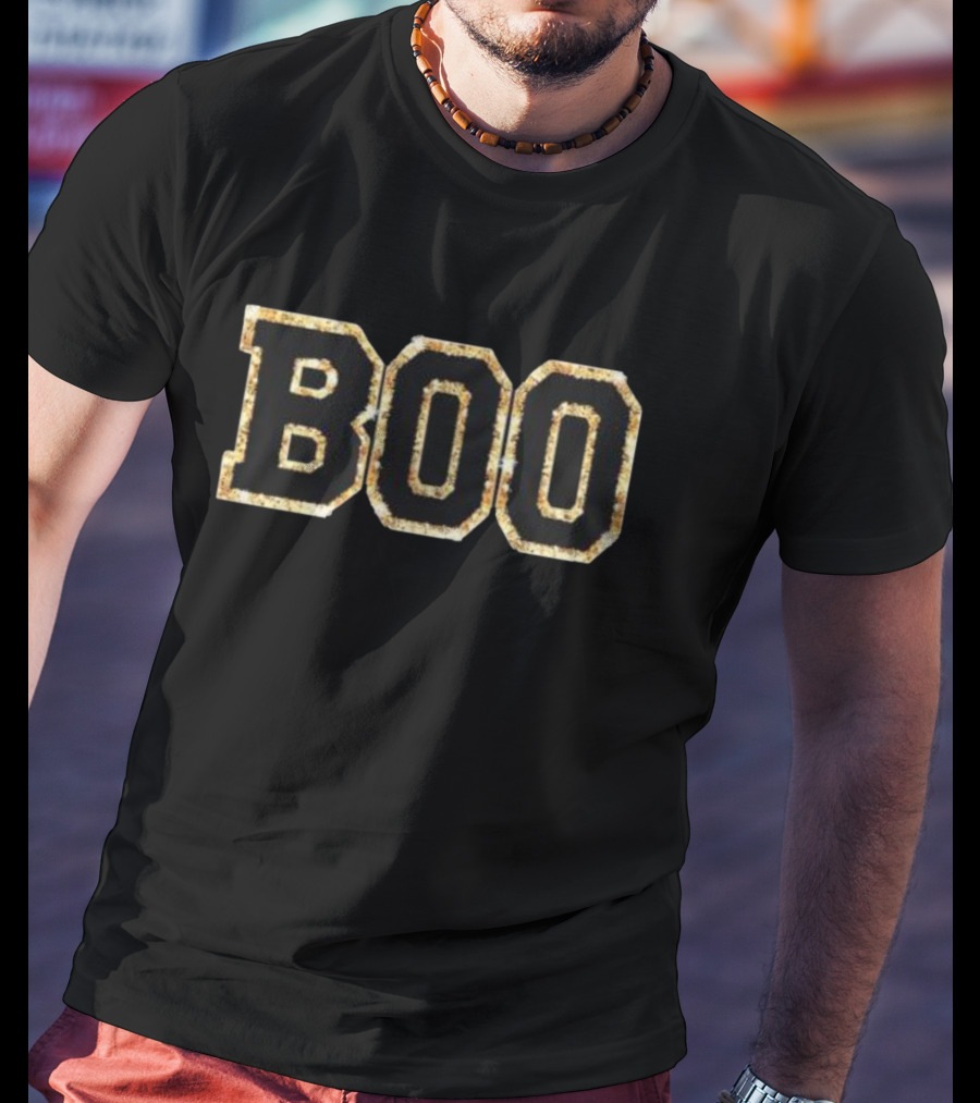 Chenille Patch Halloween Boo Rustic T-Shirt