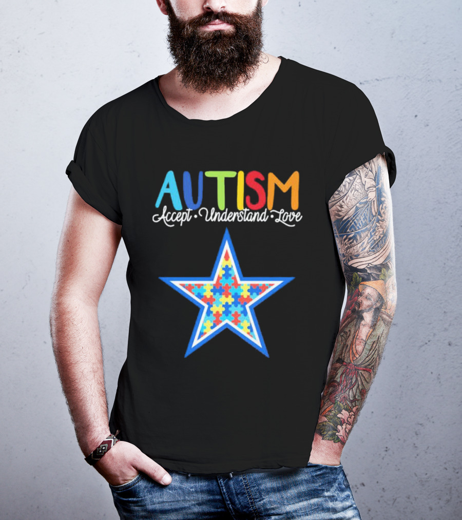 Dallas Cowboys Autism Accept Understand Love Puzzle Star T-Shirt
