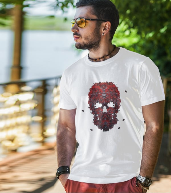 Kai Wachi Red Floral Skull T-Shirt