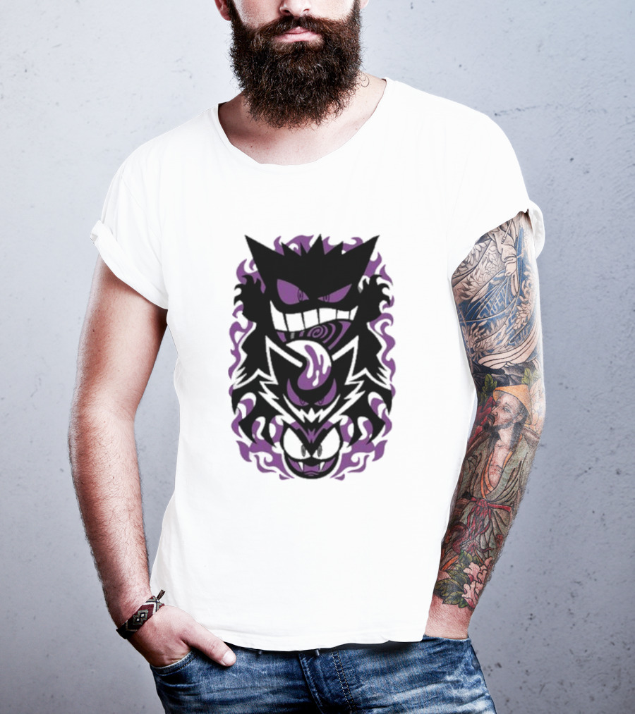 Versiris Haunted Gengar Gastly Ghastly Purple Flames T-Shirt