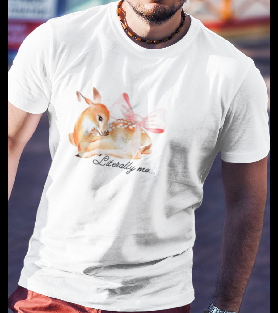 Coquette Fawn With Red Bow Literally Me T-Shirt