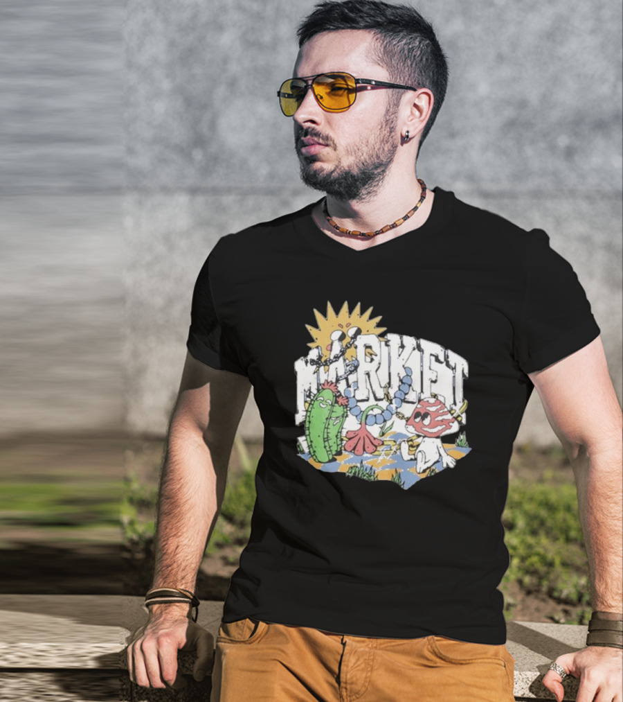 Market Fantasy Farm Mushroom Cactus Sunburst T-Shirt