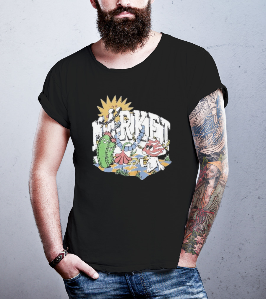 Market Fantasy Farm Mushroom Cactus Sunburst T-Shirt