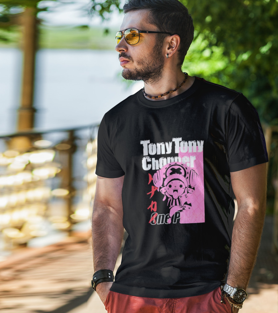 Tony Tony Chopper One Piece Pink Tonal Japanese Text T-Shirt