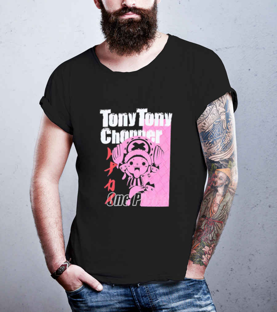 Tony Tony Chopper One Piece Pink Tonal Japanese Text T-Shirt