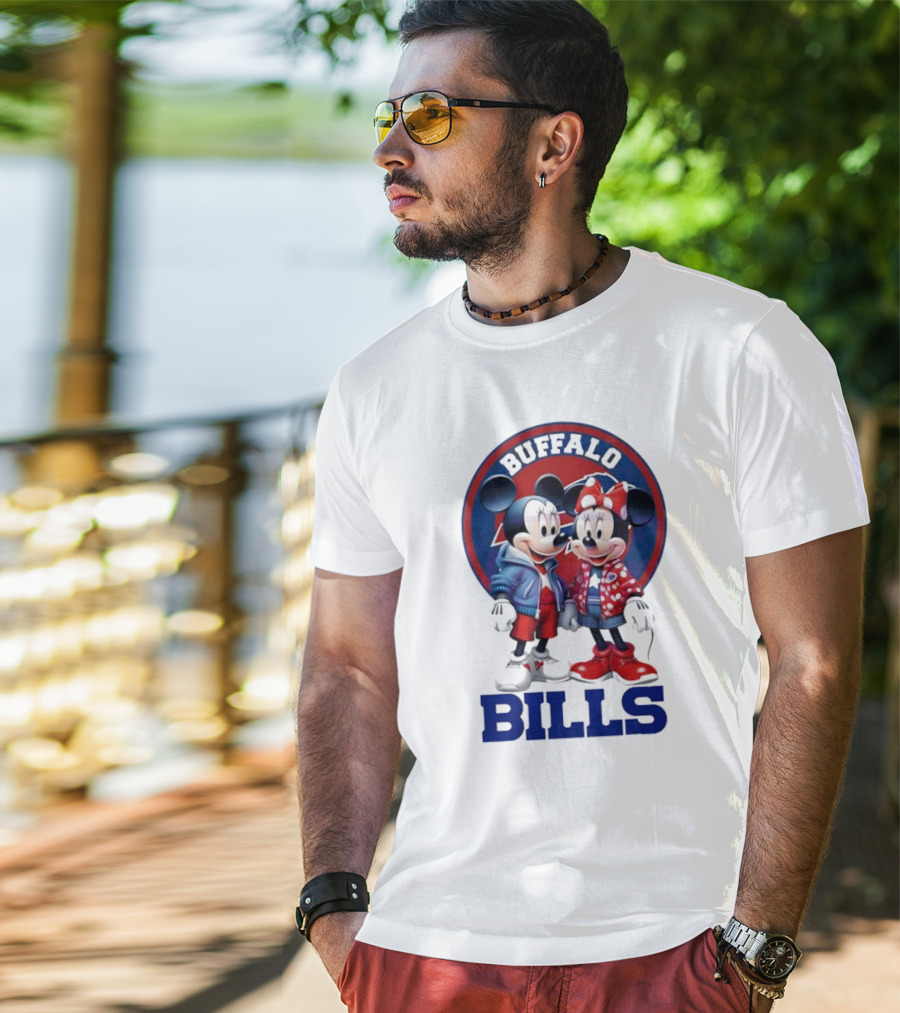 Buffalo Bills Mickey And Minnie Mouse In Team Spirit T-Shirt