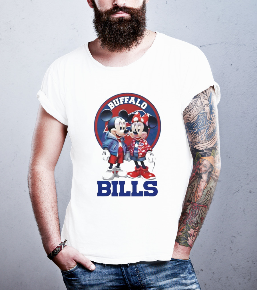 Buffalo Bills Mickey And Minnie Mouse In Team Spirit T-Shirt