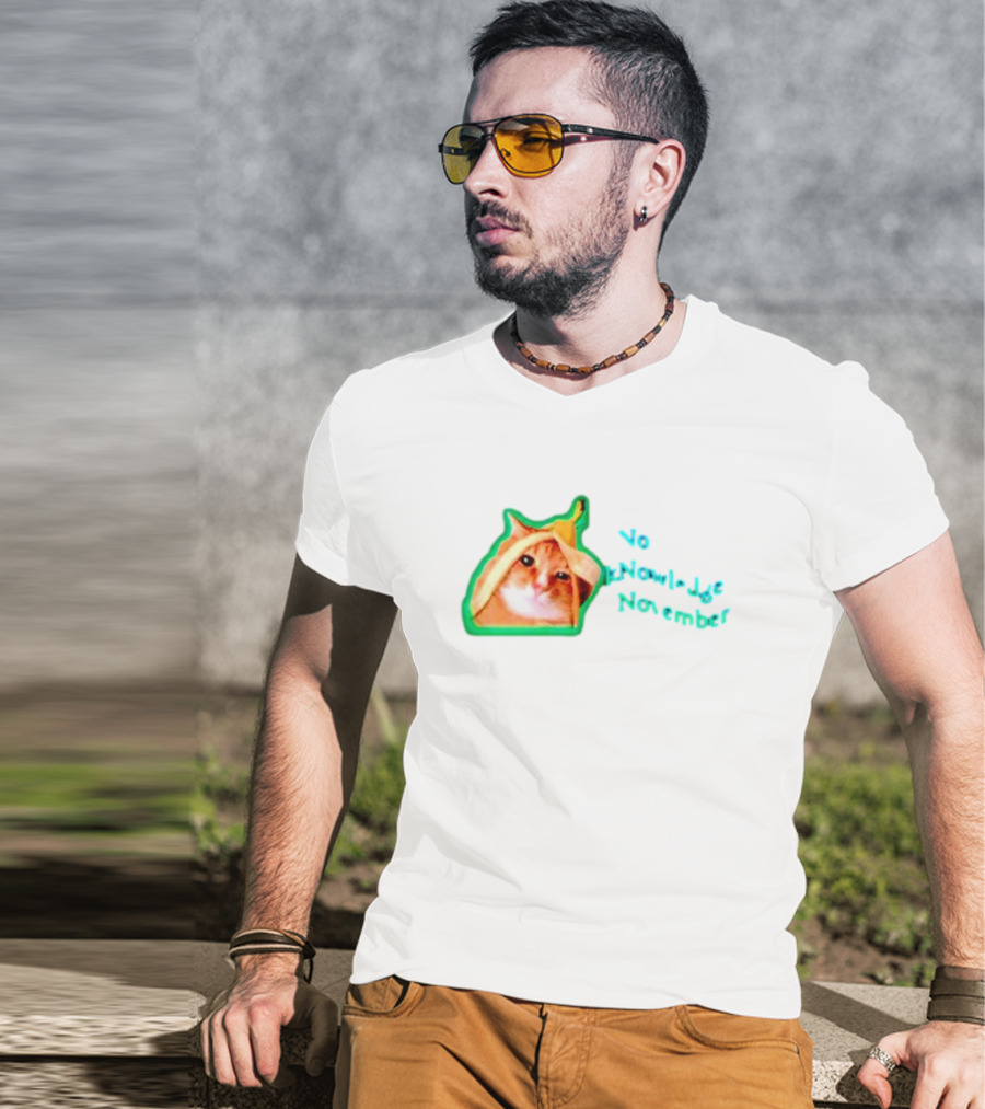 No KNowledge November Cat Banana Meme T-Shirt