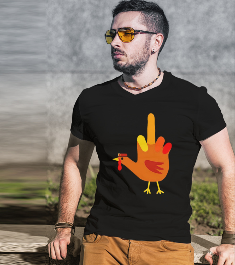 Thanksgiving Middle Finger Turkey Humor Hand Bird T-Shirt