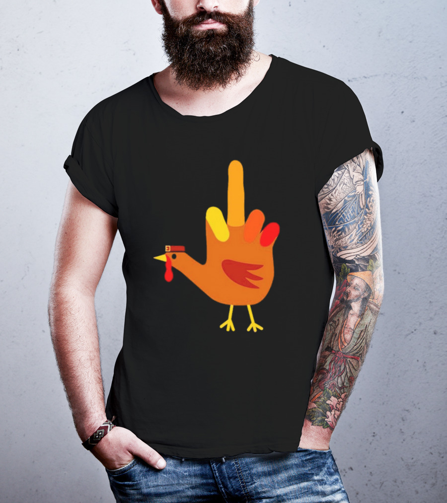 Thanksgiving Middle Finger Turkey Humor Hand Bird T-Shirt
