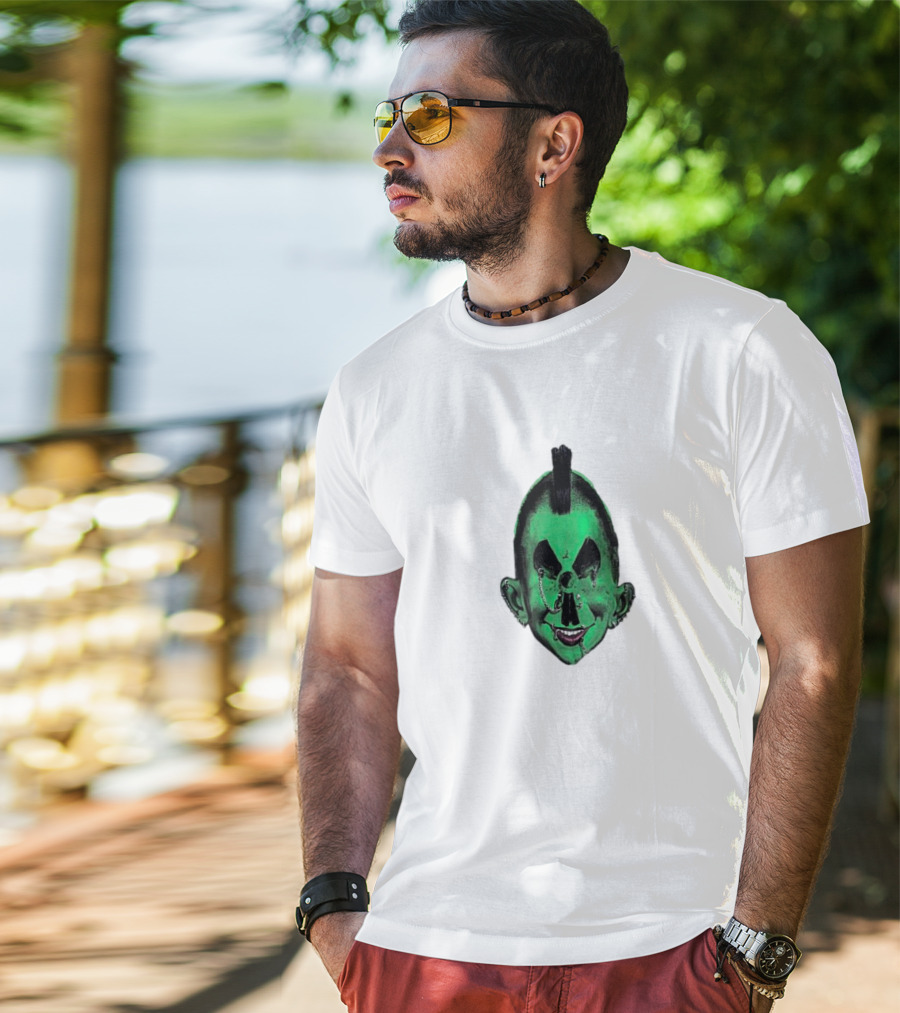 Hard Jewelry Willy Warhol Green Punk Face T-Shirt