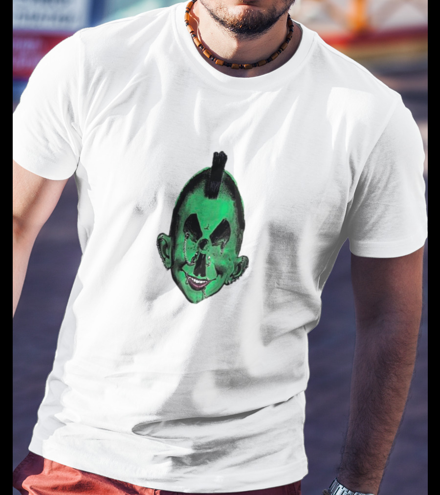 Hard Jewelry Willy Warhol Green Punk Face T-Shirt