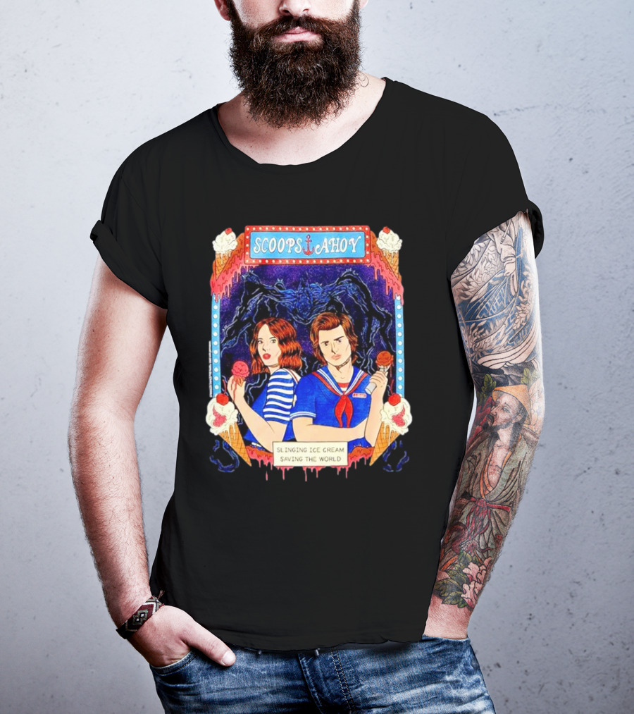 Scoops Ahoy Slinging Ice Cream Saving The World Stranger Things Duo Vintage T-Shirt