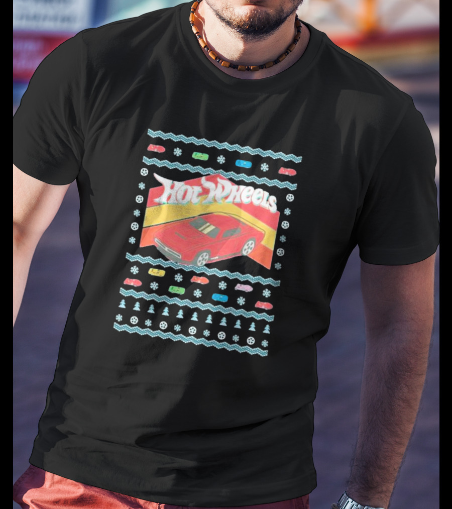 Hot Wheels Holiday Red Car Snowflake T-Shirt