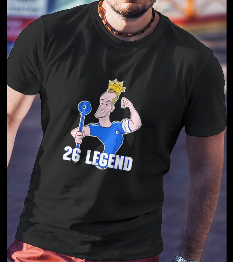 26 Legend Cartoon Crowned Football Captain T-Shirt