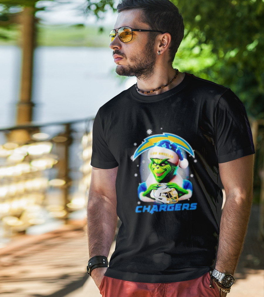The Grinch Santa Los Angeles Chargers Christmas Holiday T-Shirt