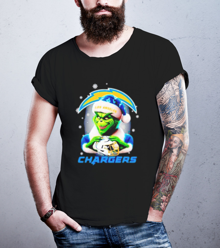 The Grinch Santa Los Angeles Chargers Christmas Holiday T-Shirt