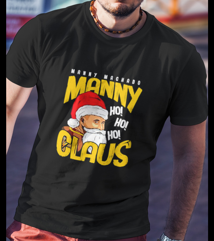 Manny Machado Manny Claus Santa Hat Ho Ho Ho T-Shirt