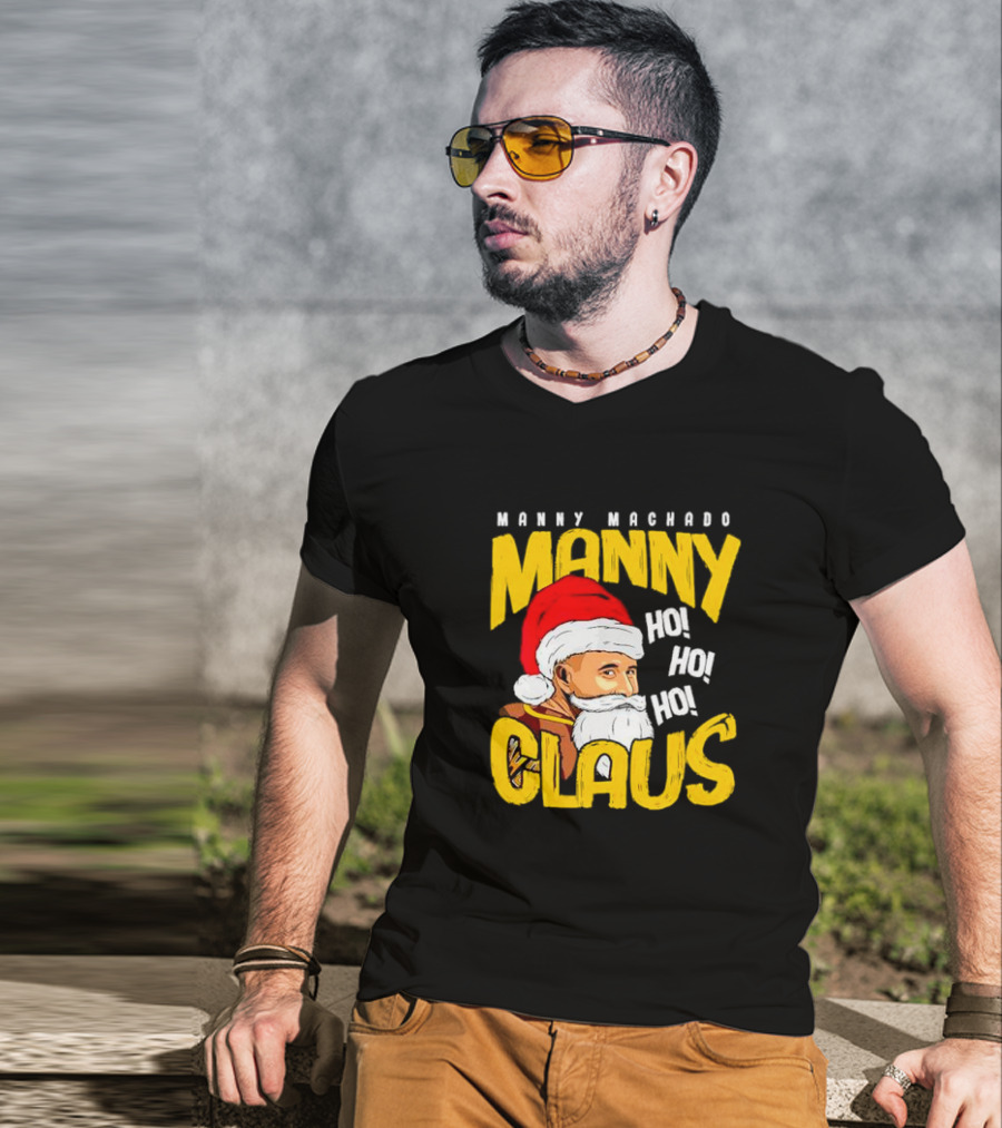 Manny Machado Manny Claus Santa Hat Ho Ho Ho T-Shirt