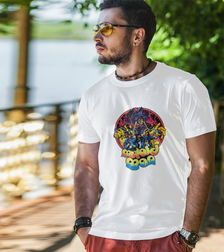 Mutoid Man CoTV Psychedelic Comic Style Superheroes With Lightning And Fiery Hands T-Shirt
