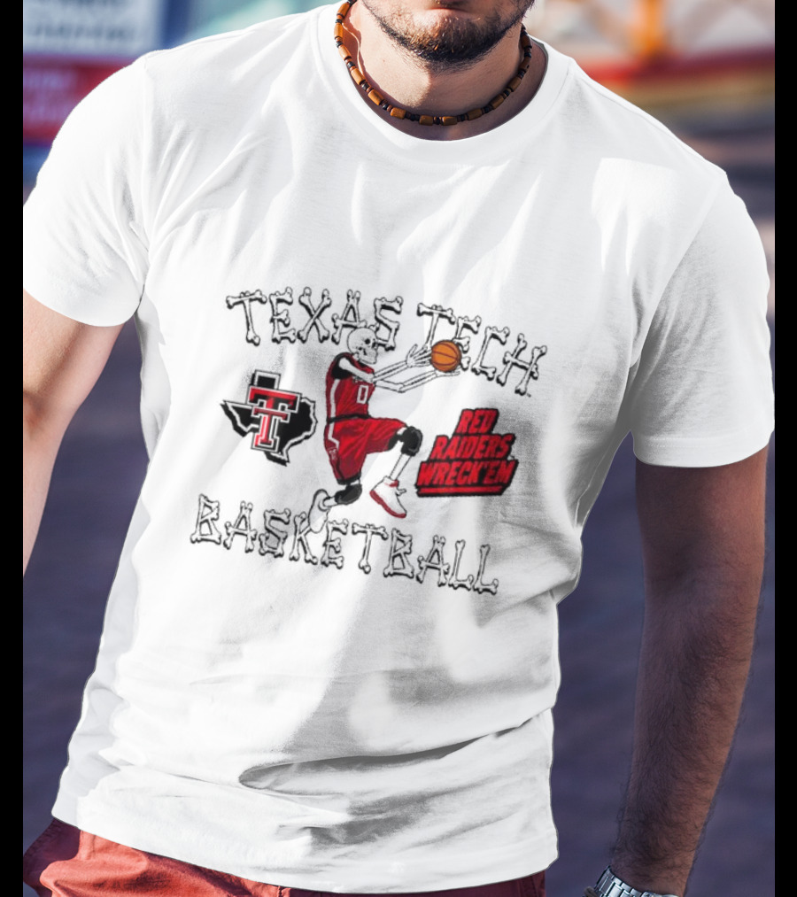 Texas Tech Basketball Red Raiders Wreck 'Em Skeleton Dunking T-Shirt