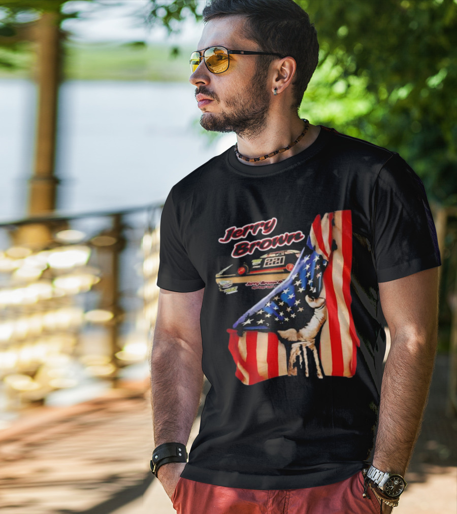Jerry Brown Blood Inside Me American Flag Race Car 88 T-Shirt